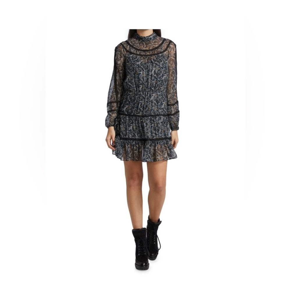Veronica Beard Rahla Elegant Black and Blue silk Women's Dress NEW